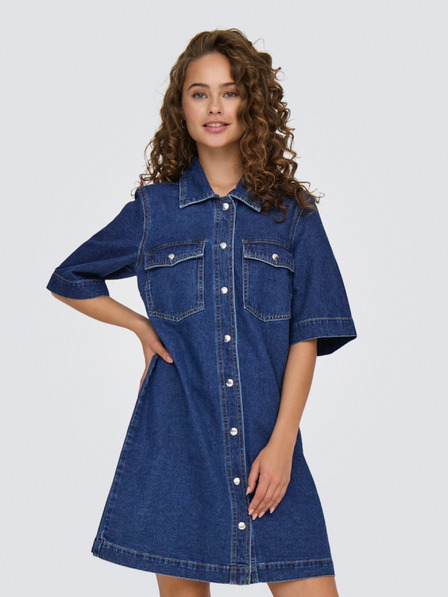 ONLY Dunkelblaues Damen Denim Shirt Kleid ONLY Belle