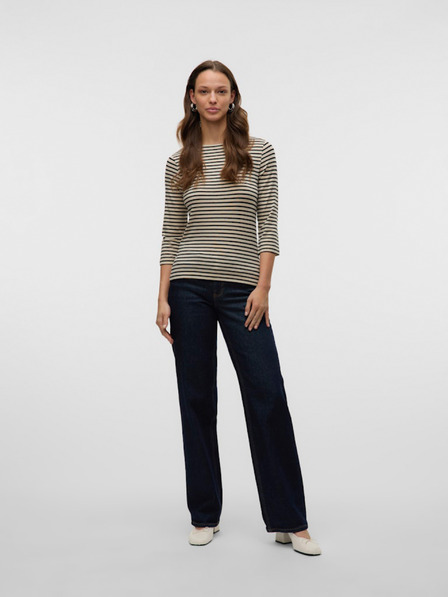 AWARE by VERO MODA Beigefarbenes gestreiftes Damenshirt AWARE by VERO MODA Fiona