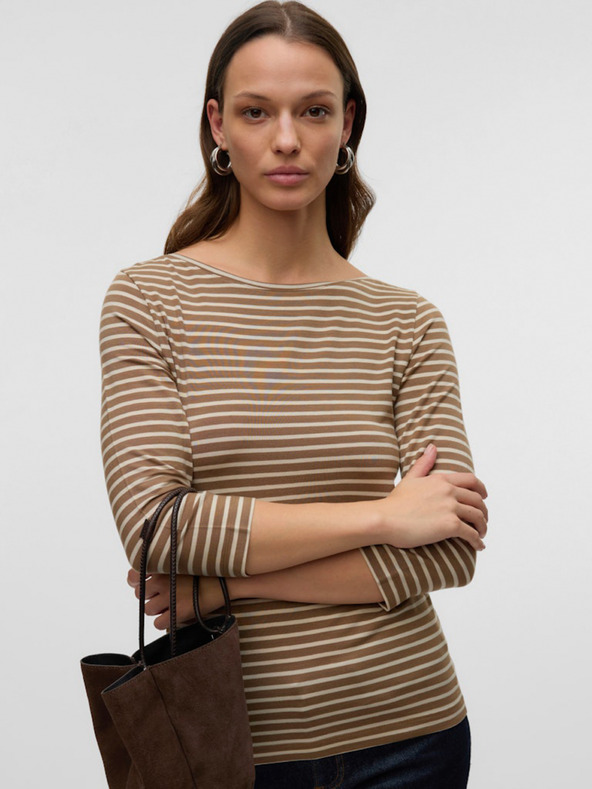 AWARE by VERO MODA Braunes gestreiftes Damen-T-Shirt AWARE by VERO MODA Fiona