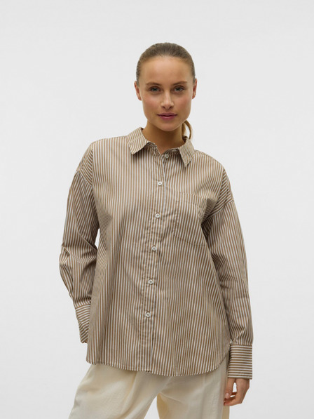 AWARE by VERO MODA Braunes gestreiftes Damen-Shirt AWARE by VERO MODA