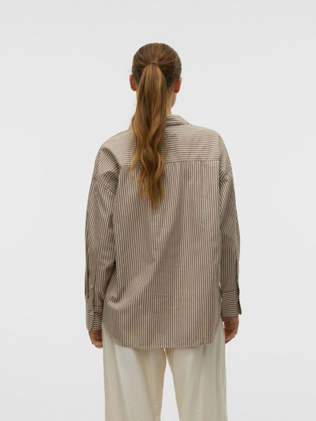 AWARE by VERO MODA Braunes gestreiftes Damen-Shirt AWARE by VERO MODA