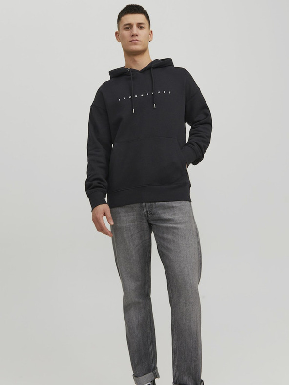 Jack & Jones Schwarzer Jack & Jones Star-Kapuzenpullover für Herren