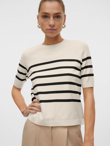 Vero Moda Schwarz-beige gestreifter Damenpullover Vero Moda Saba
