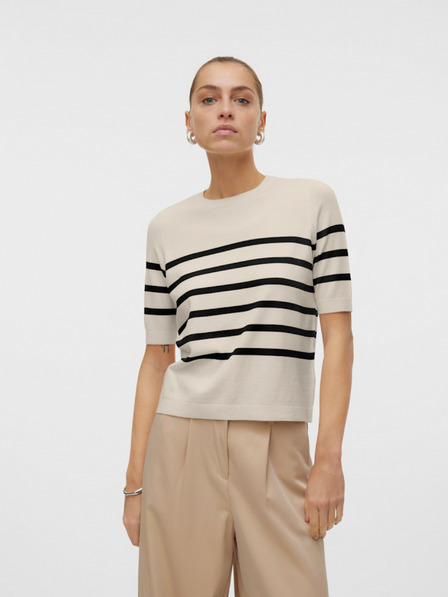 Vero Moda Schwarz-beige gestreifter Damenpullover Vero Moda Saba