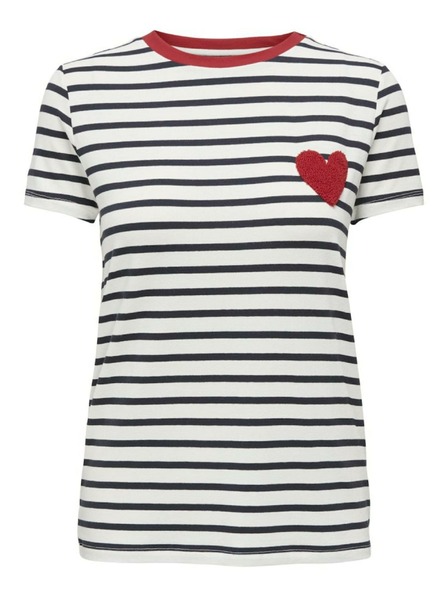 ONLY Blau-weiß gestreiftes Damen-T-Shirt ONLY