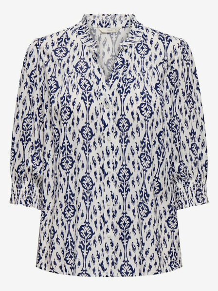 ONLY Weiß und blau gemusterte Damenbluse ONLY Raya