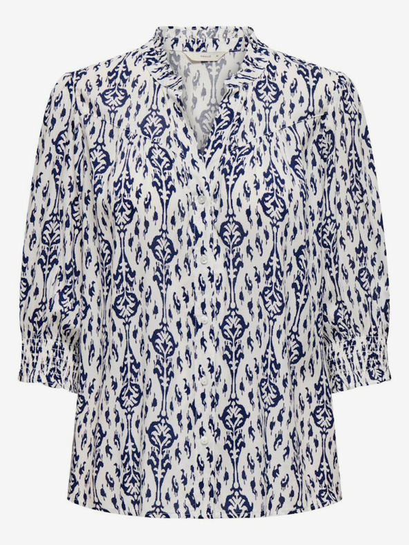 ONLY Weiß und blau gemusterte Damenbluse ONLY Raya
