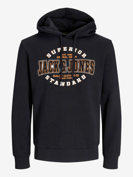 Jack & Jones Schwarzer Jack & Jones Logo-Kapuzenpullover für Herren