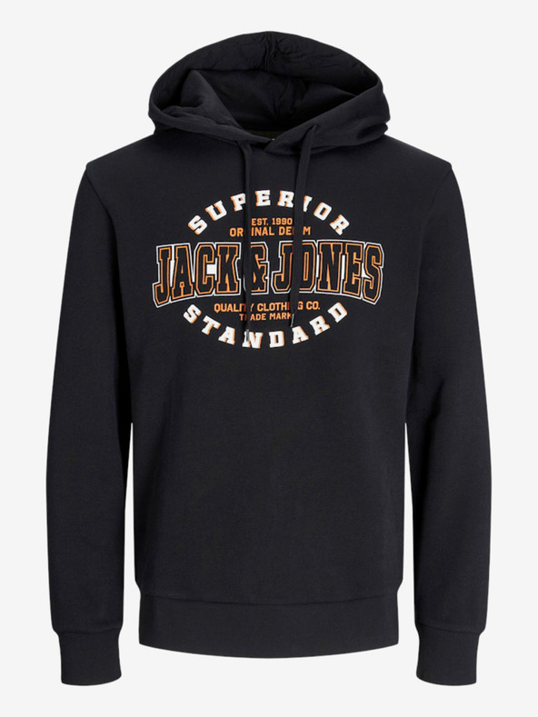 Jack & Jones Schwarzer Jack & Jones Logo-Kapuzenpullover für Herren