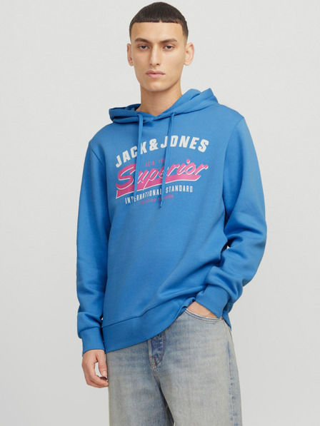 Jack & Jones Blauer Jack & Jones Logo-Kapuzenpullover für Herren