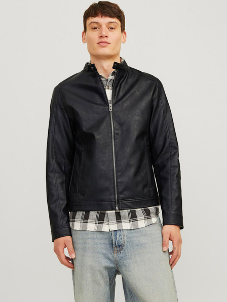 Jack & Jones Schwarze Jack & Jones Dylan Lederjacke für Herren