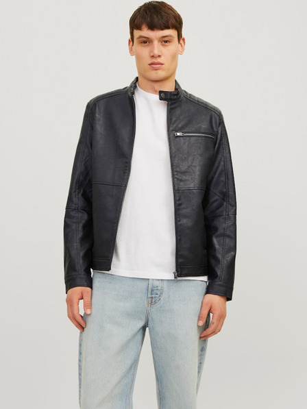 Jack & Jones Schwarze Jack & Jones Dylan Lederjacke für Herren