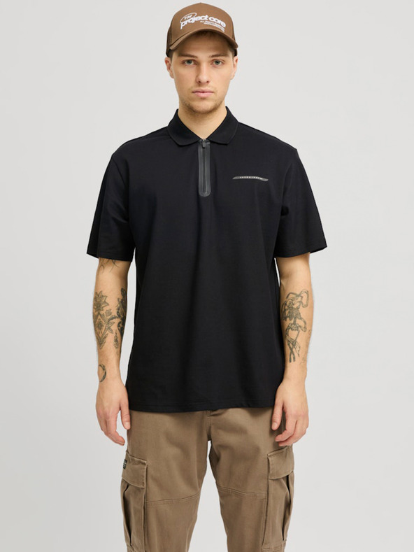 Jack & Jones Schwarzes Herren-Poloshirt Jack & Jones Fusion