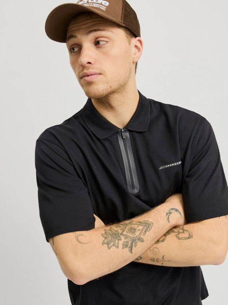 Jack & Jones Schwarzes Herren-Poloshirt Jack & Jones Fusion