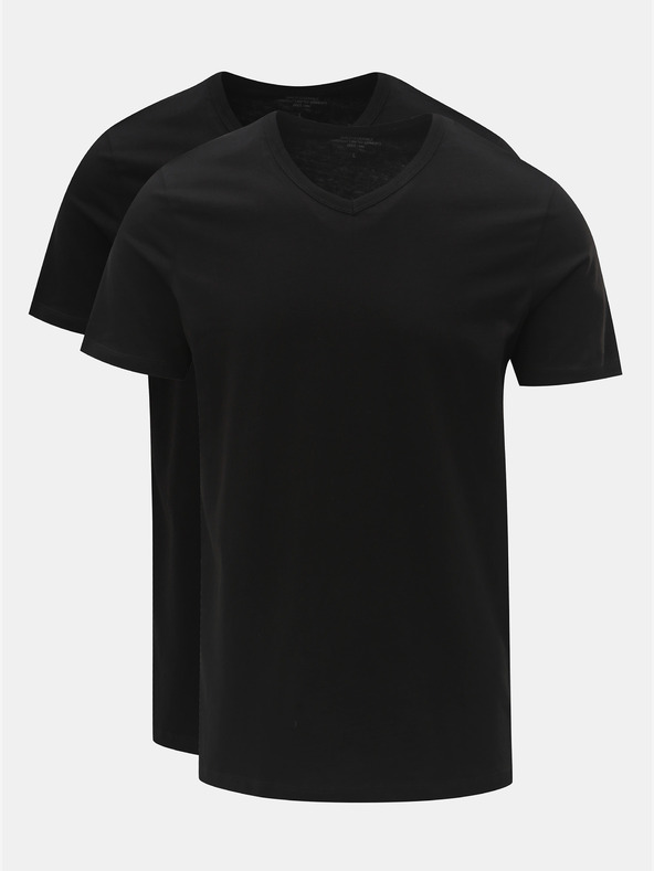 Jack & Jones Set aus zwei schwarzen Basic-T-Shirts mit V-Ausschnitt Jack & Jones