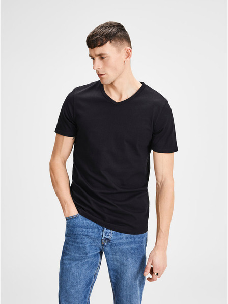 Jack & Jones Set aus zwei schwarzen Basic-T-Shirts mit V-Ausschnitt Jack & Jones