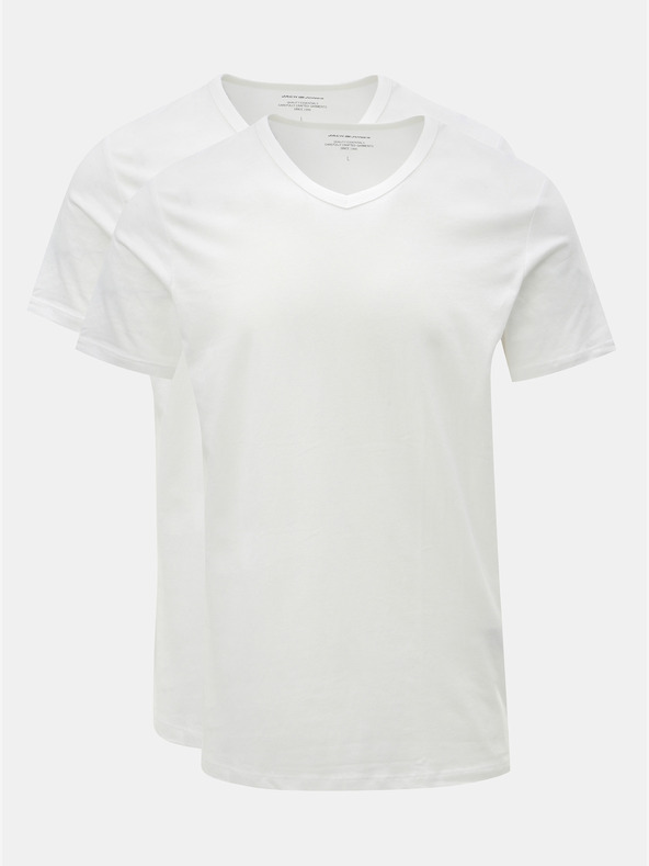 Jack & Jones Set aus zwei weißen Basic-T-Shirts mit V-Ausschnitt Jack & Jones