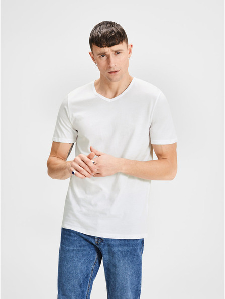 Jack & Jones Set aus zwei weißen Basic-T-Shirts mit V-Ausschnitt Jack & Jones