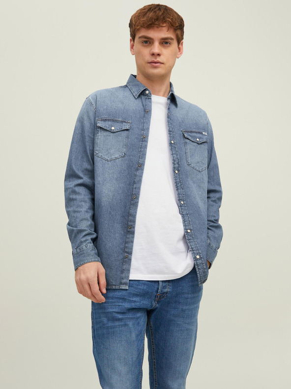 Jack & Jones Blaues Denim-Hemd mit schmaler Passform für Herren Jack & Jones Heridan