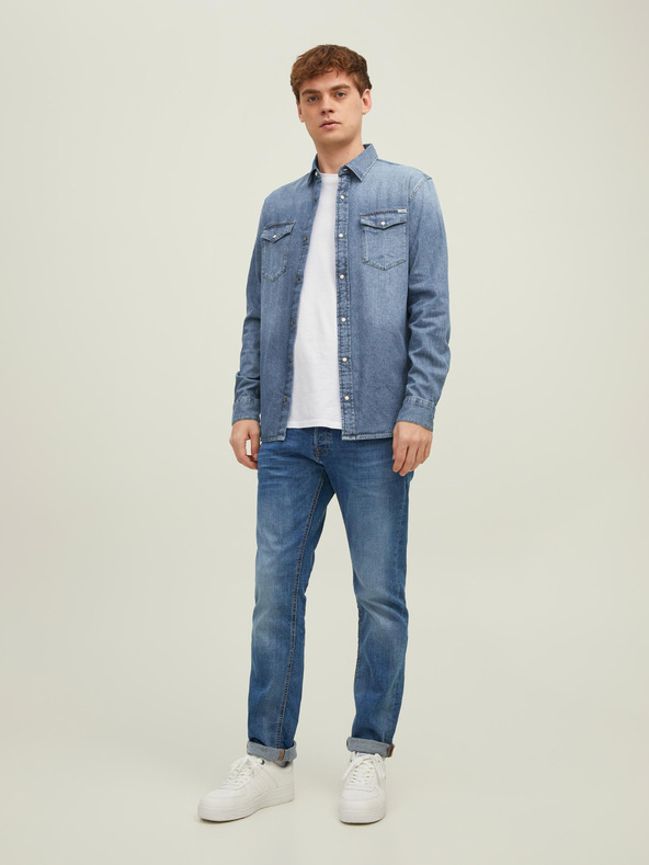 Jack & Jones Blaues Denim-Hemd mit schmaler Passform für Herren Jack & Jones Heridan