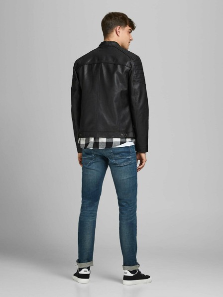 Jack & Jones Schwarze Lederjacke Jack & Jones Rocky