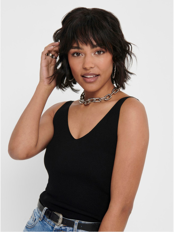 Jacqueline de Yong Schwarzes geripptes Tank-Top JDY Nanna