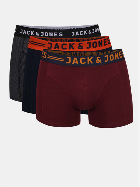 Jack & Jones Dreierpack Jack & Jones Lichfield Boxershorts für Herren in Burgunderrot, Marineblau und Grau
