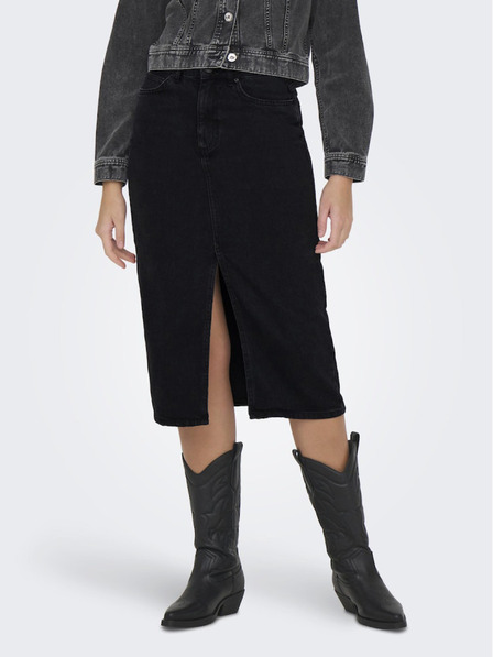ONLY Schwarzer Damen Denim Midirock ONLY Bianca
