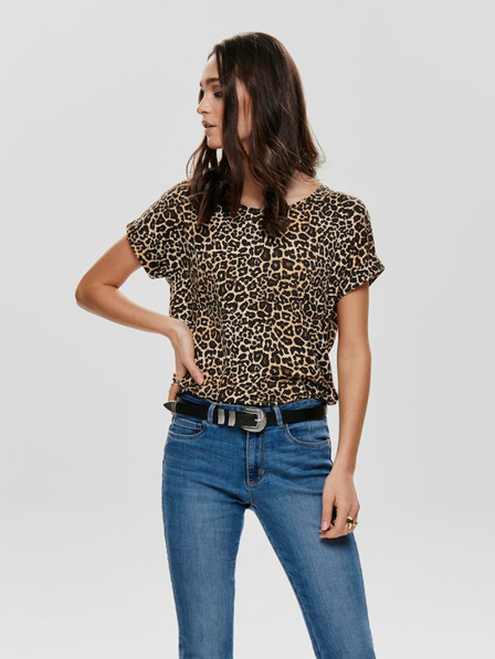 ONLY Braunes gemustertes Damen-T-Shirt ONLY