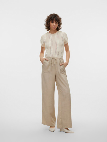 Vero Moda Beige Damenjeans mit weitem Bein Vero Moda