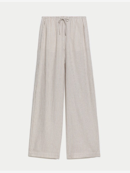 Marks & Spencer Marks & Spencer Hose mit weitem Bein und hohem Leinenanteil off-white