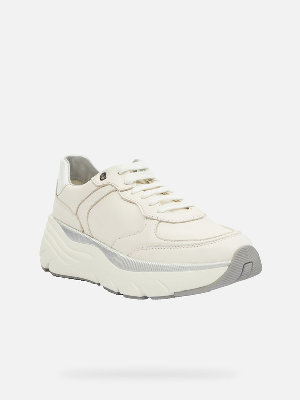 Geox Cremefarbene Damen Geox Diamanta Turnschuhe