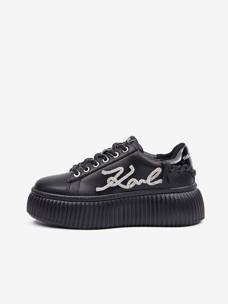 Karl Lagerfeld Schwarzes Leder Damen Turnschuhe KARL LAGERFELD