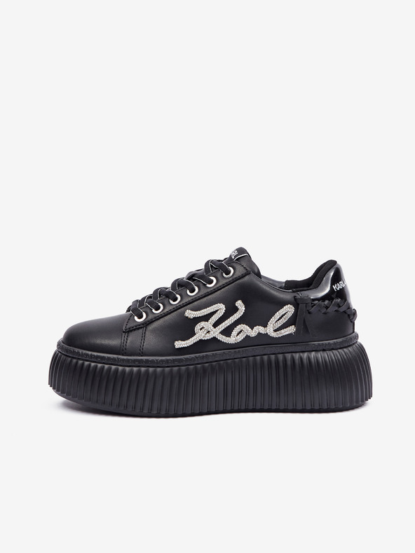 Karl Lagerfeld Schwarzes Leder Damen Turnschuhe KARL LAGERFELD