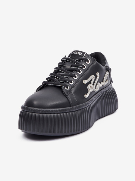 Karl Lagerfeld Schwarzes Leder Damen Turnschuhe KARL LAGERFELD