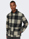 ONLY & SONS Grau-schwarzes Herren ONLY & SONS Connor Hemdjacke mit Karomuster