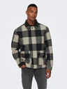 ONLY & SONS Grau-schwarzes Herren ONLY & SONS Connor Hemdjacke mit Karomuster