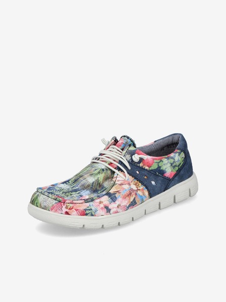 Rieker Rosa und blaue geblümte Damenstiefel von Rieker