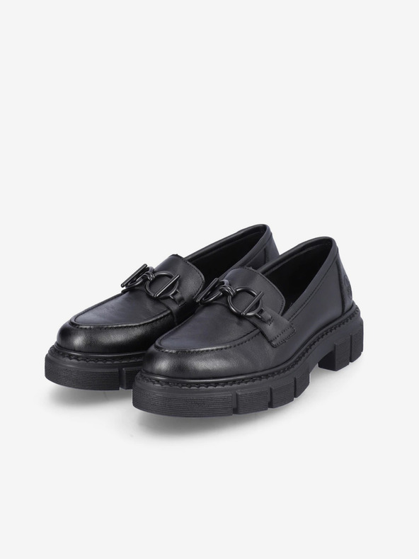 Rieker Schwarz Damen Leder Loafers Rieker