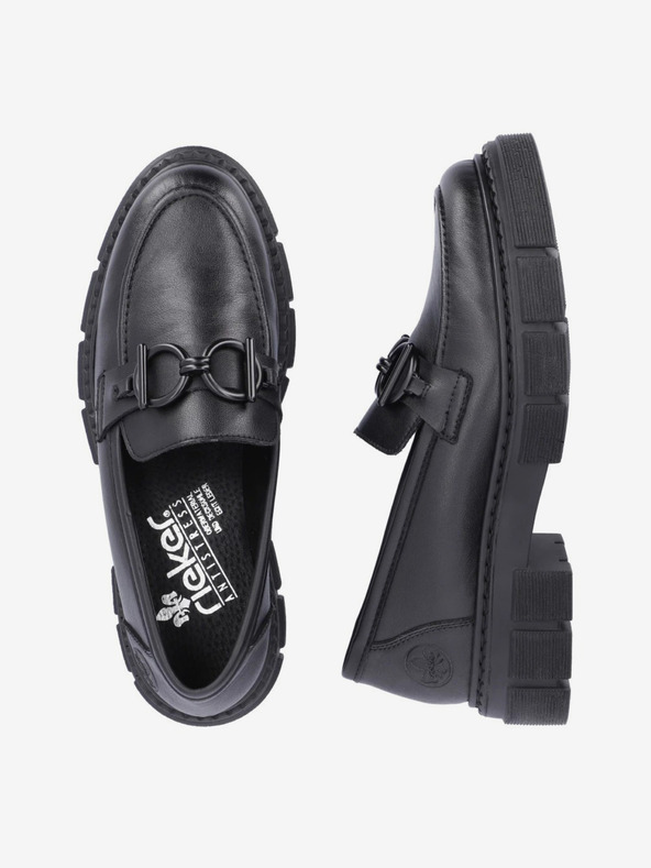Rieker Schwarz Damen Leder Loafers Rieker