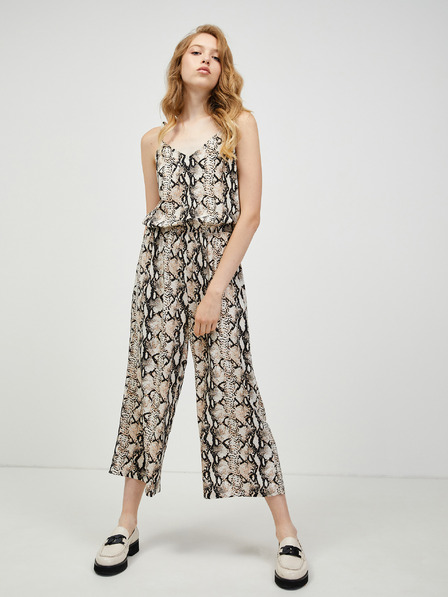 Vero Moda Schwarz-beige gemusterte kurze Latzhose VERO MODA Simply