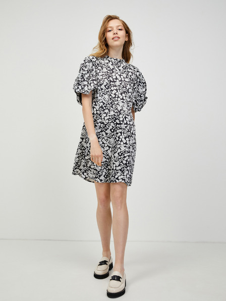Vero Moda Weißes und schwarzes geblümtes Kleid mit Ballonärmeln VERO MODA Lydia