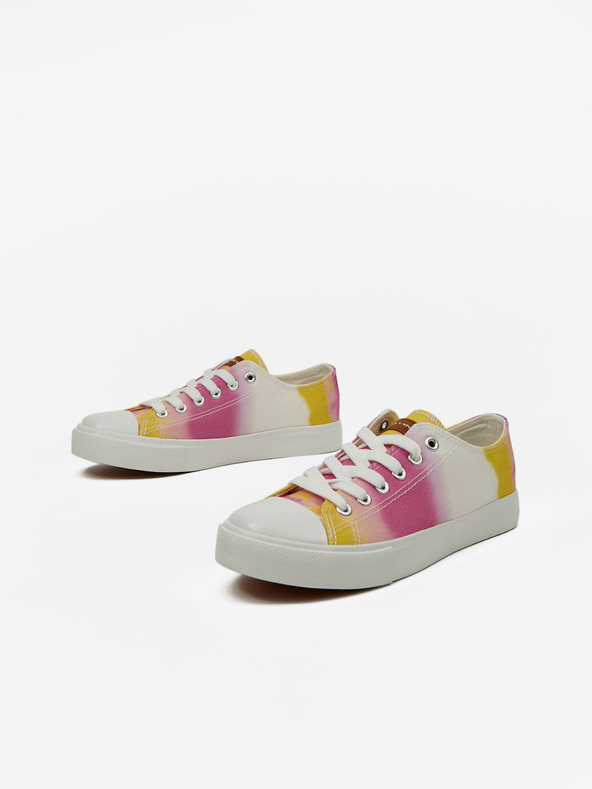 ALPINE PRO Gelb und rosa gemusterte Damen-Sneaker ALPINE PRO Valera