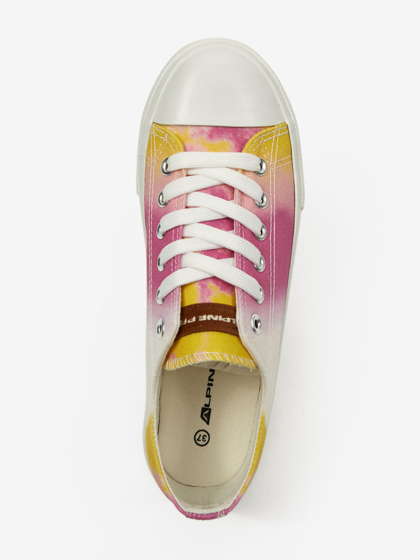 ALPINE PRO Gelb und rosa gemusterte Damen-Sneaker ALPINE PRO Valera