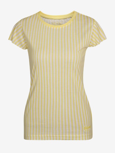 NAX Gelbes gestreiftes Damen-T-Shirt NAX HUDERA