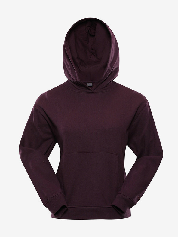 NAX Burgunderfarbener Damen-Kapuzenpullover NAX Geoca