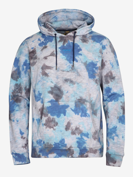 NAX Grau und blau gemusterter Herren-Kapuzenpullover NAX Zenur