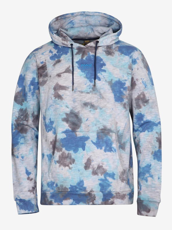 NAX Grau und blau gemusterter Herren-Kapuzenpullover NAX Zenur