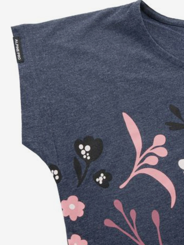 ALPINE PRO Rosa und blaues Damen-T-Shirt mit Blumenmuster ALPINE PRO UDAWA