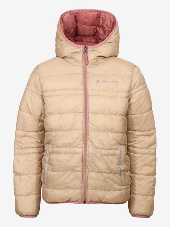 ALPINE PRO Beige-rosa Kinder-Wende-Winterjacke ALPINE PRO EROMO